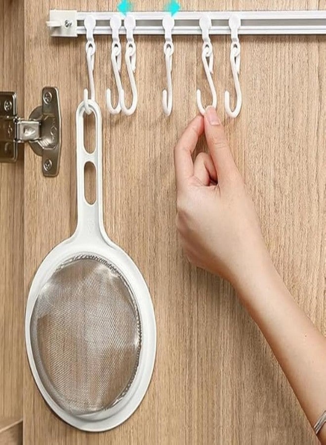 istore Kitchen Wall Hanging Rack with Rail & Sliding Hooks, Under Cabinet Utensil Holder, Multipurpose Storage Organizer for Spoons, Cups, Tools, Space Saving Design (Pack of 1) - Image 4