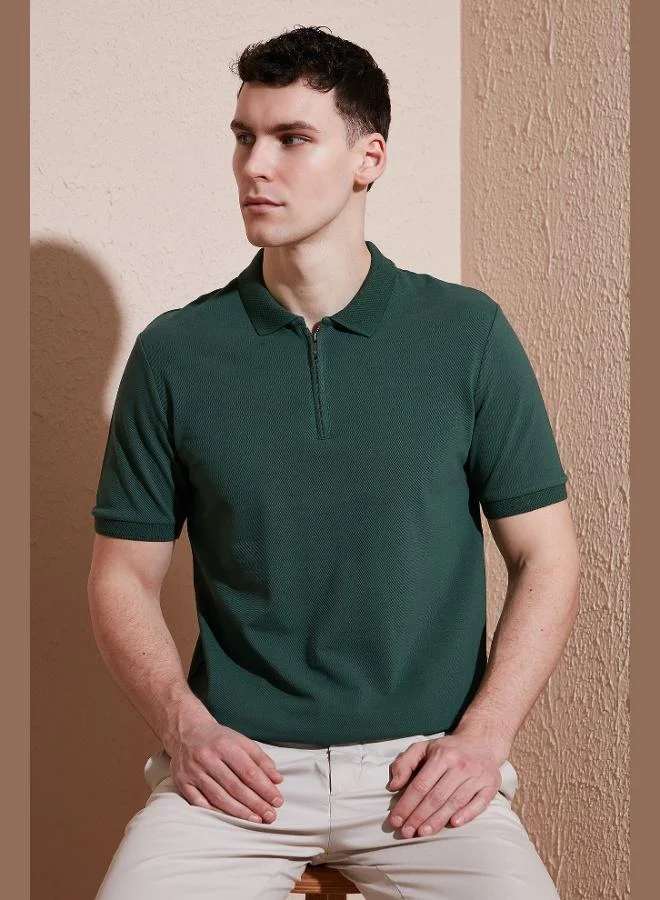 Buratti  Buratti Cotton Regular Fit Half Zipper Polo Collar T Shirt Men's Polo Collar T-Shirt 5903008 for Men | Best Price UAE