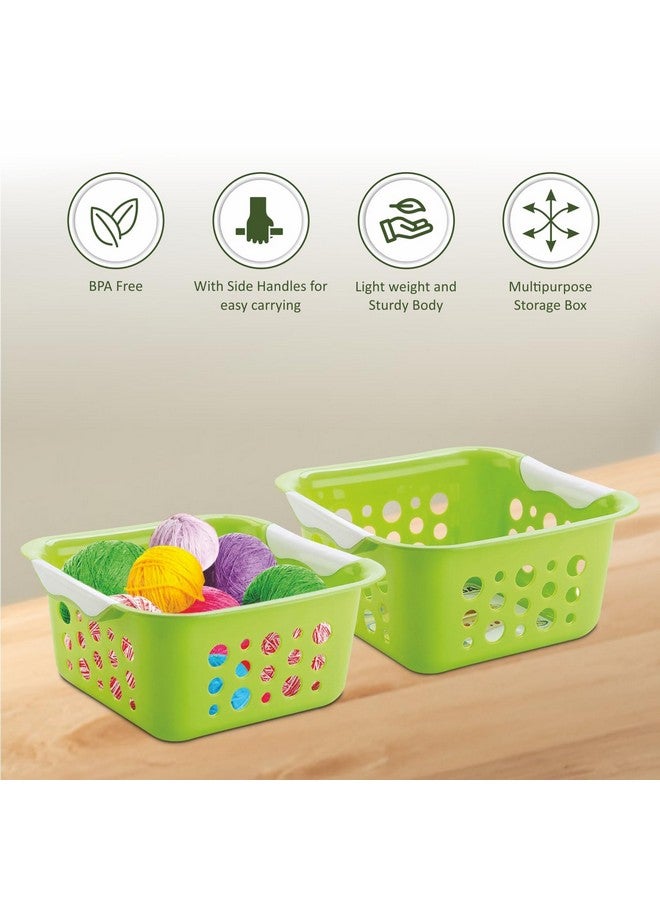 Nayasa Spotty Fruit Basket Set of 2 | Small | Fruit Basket For Kitchen | Plastic Tokri For Vegetables | Plastic Baskets For Vegetables | No. 1 | Green - Image 5