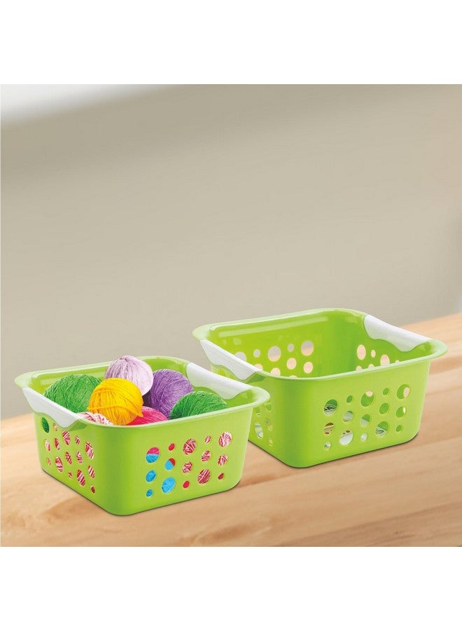 Nayasa Spotty Fruit Basket Set of 2 | Small | Fruit Basket For Kitchen | Plastic Tokri For Vegetables | Plastic Baskets For Vegetables | No. 1 | Green - Image 4