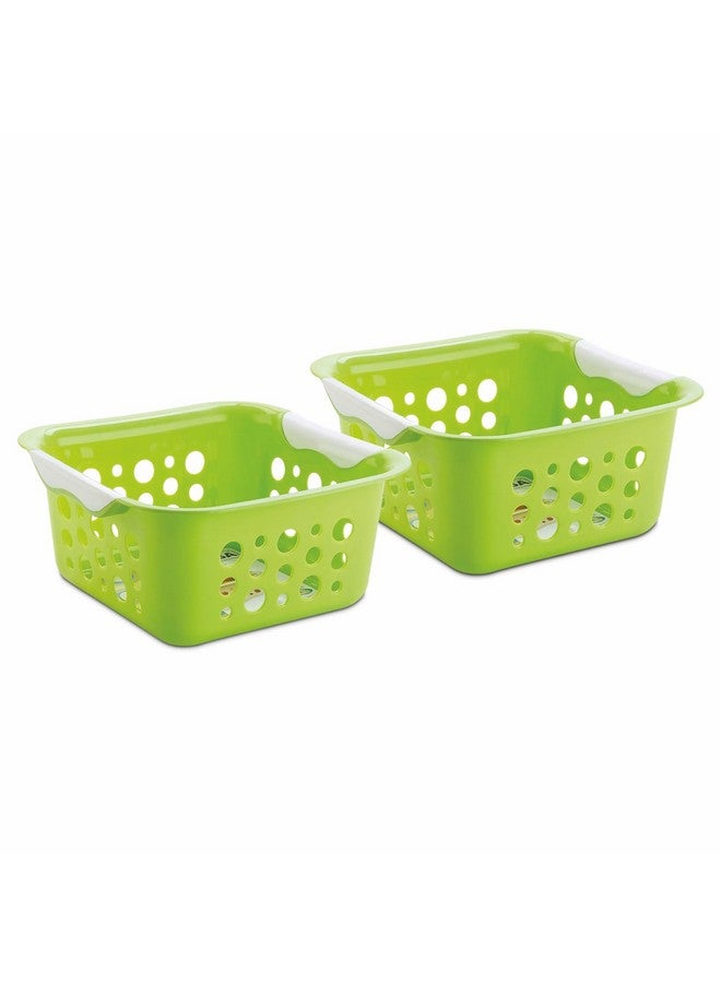 Nayasa Spotty Fruit Basket Set of 2 | Small | Fruit Basket For Kitchen | Plastic Tokri For Vegetables | Plastic Baskets For Vegetables | No. 1 | Green - Image 1