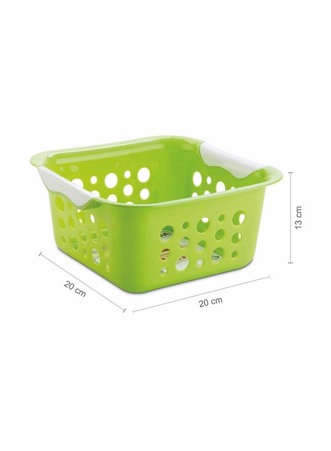 Nayasa Spotty Fruit Basket Set of 2 | Small | Fruit Basket For Kitchen | Plastic Tokri For Vegetables | Plastic Baskets For Vegetables | No. 1 | Green - Image 3