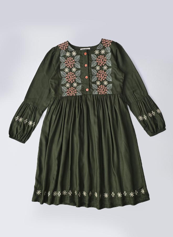 BELLA MODA Embroidered A-Line Dress - Image 2