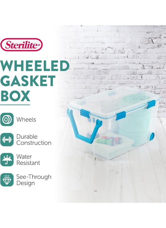 Sterilite Sterilite 120 Qt Wheeled Gasket Box, Stackable Storage Bin with Latching Lid, Handle and Tight Seal, Plastic Container with Clear Base and Lid, 1-Pack  - Image 2