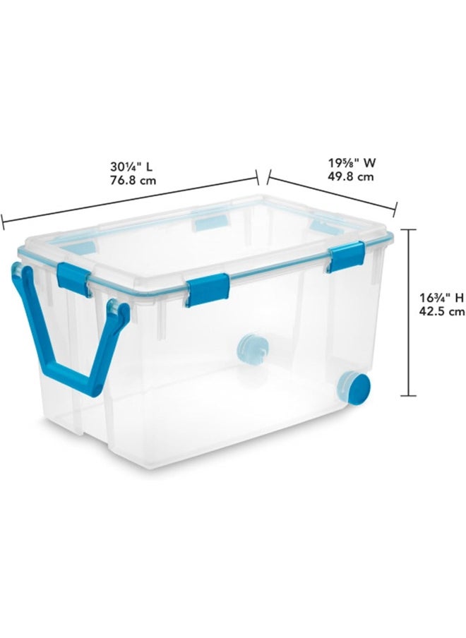 Sterilite Sterilite 120 Qt Wheeled Gasket Box, Stackable Storage Bin with Latching Lid, Handle and Tight Seal, Plastic Container with Clear Base and Lid, 1-Pack  - Image 3