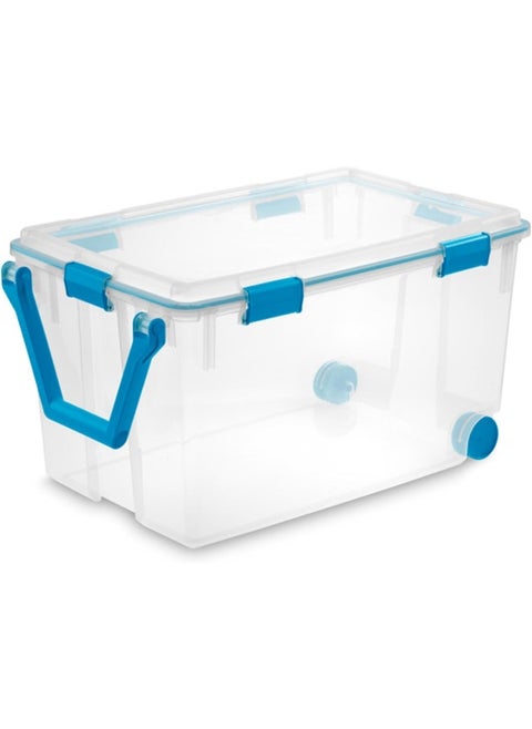 Sterilite 120 Qt Wheeled Gasket Box, Stackable Storage Bin with Latching Lid, Handle and Tight Seal, Plastic Container with Clear Base and Lid, 1-Pack