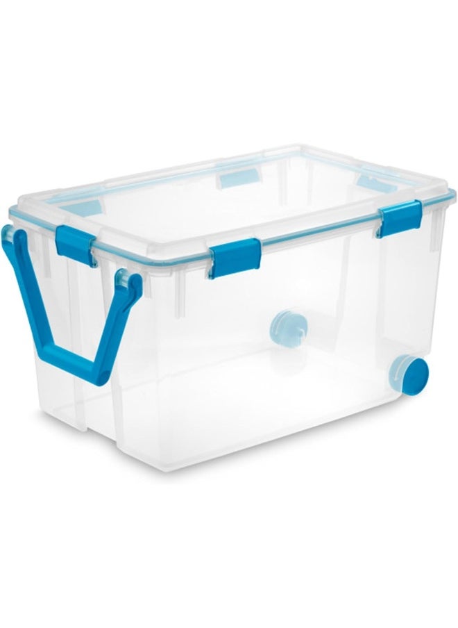 Sterilite Sterilite 120 Qt Wheeled Gasket Box, Stackable Storage Bin with Latching Lid, Handle and Tight Seal, Plastic Container with Clear Base and Lid, 1-Pack  - Image 1