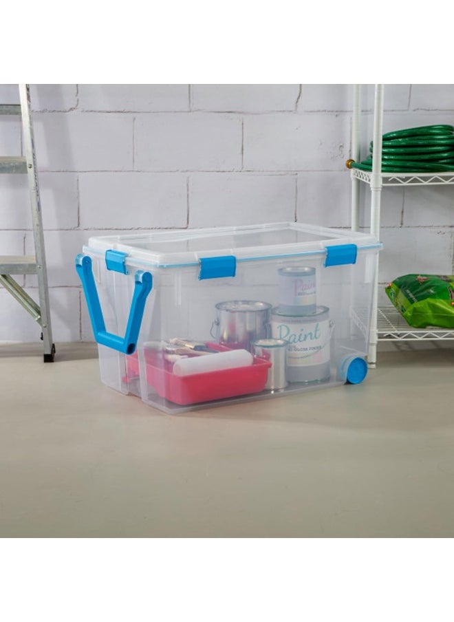 Sterilite Sterilite 120 Qt Wheeled Gasket Box, Stackable Storage Bin with Latching Lid, Handle and Tight Seal, Plastic Container with Clear Base and Lid, 1-Pack  - Image 4