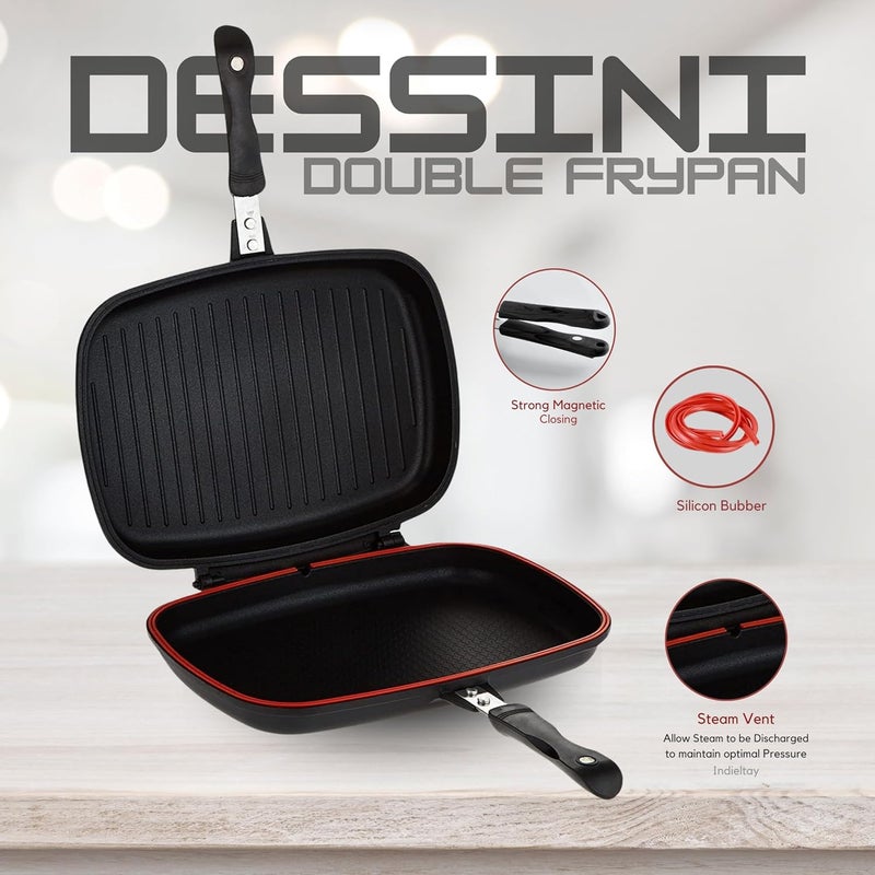 Dessini Double Sided Grill Pan Black 36cm - Image 2