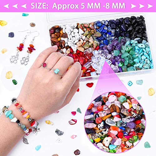 Cruzix Natural Crystal Stone Beads for Jewelry Making, 800 Pcs Multicolored 5-8 MM Irregular Gemstones Bulk for Earrings, Necklace, Bracelet, DIY Art Crafts - Image 4