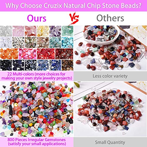 Cruzix Natural Crystal Stone Beads for Jewelry Making, 800 Pcs Multicolored 5-8 MM Irregular Gemstones Bulk for Earrings, Necklace, Bracelet, DIY Art Crafts - Image 5