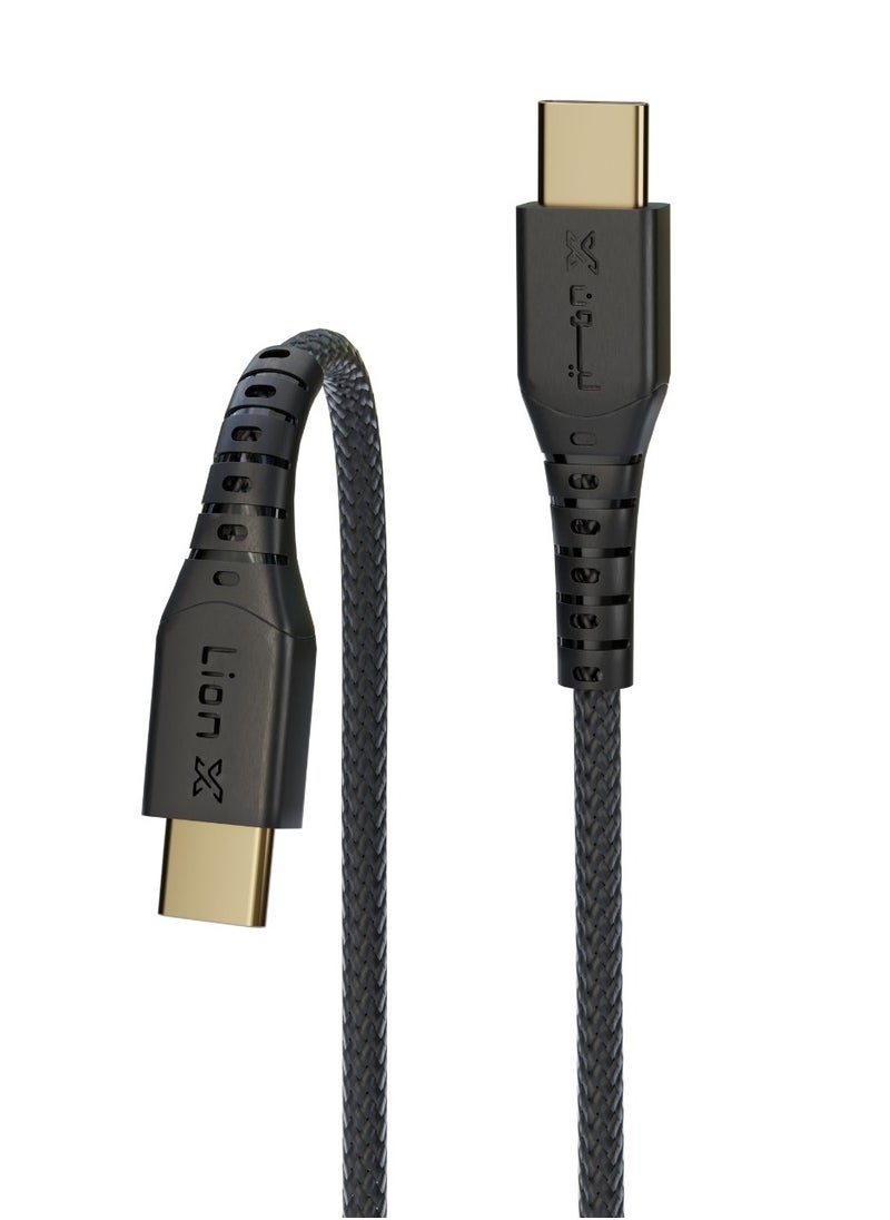 ليون اكس - بكج 3 كيابل ليون إكس USB-C إلى USB-C قماش 1 متر - كابل صناعة سعودية بجودة عالية، متوافق مع آيفون 15 وآيفون 16، الآيباد، التابلت، وأجهزة الهواتف الأندرويد - Image 1