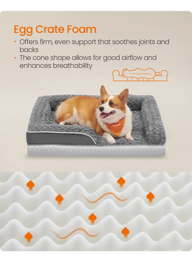 FEANDREA Orthopedic Dog Bed for Large Dogs, Memory Foam Dog Bed Sofa Pet Couch with Sides, Removable Washable Cover and Waterproof Liner, 91 x 68 x 16 cm, Slate Grey - Image 3