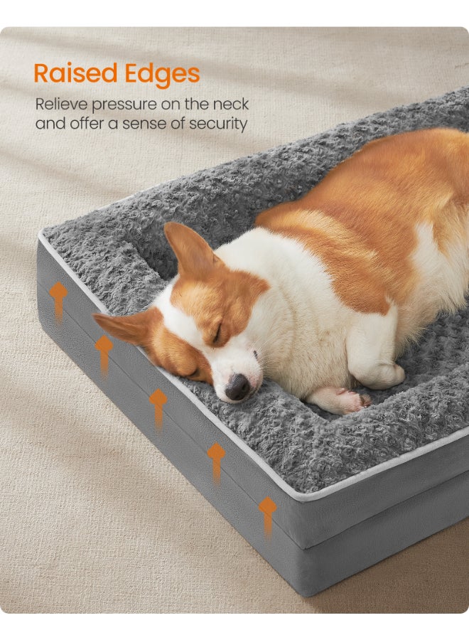 FEANDREA Orthopedic Dog Bed for Large Dogs, Memory Foam Dog Bed Sofa Pet Couch with Sides, Removable Washable Cover and Waterproof Liner, 91 x 68 x 16 cm, Slate Grey - Image 4