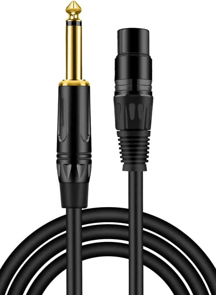 XLR to TS 6.35mm Microphone Cable Mono 6.35mm 1/4" TS Male to XLR Female Unbalanced Interconnect Cable - Image 1
