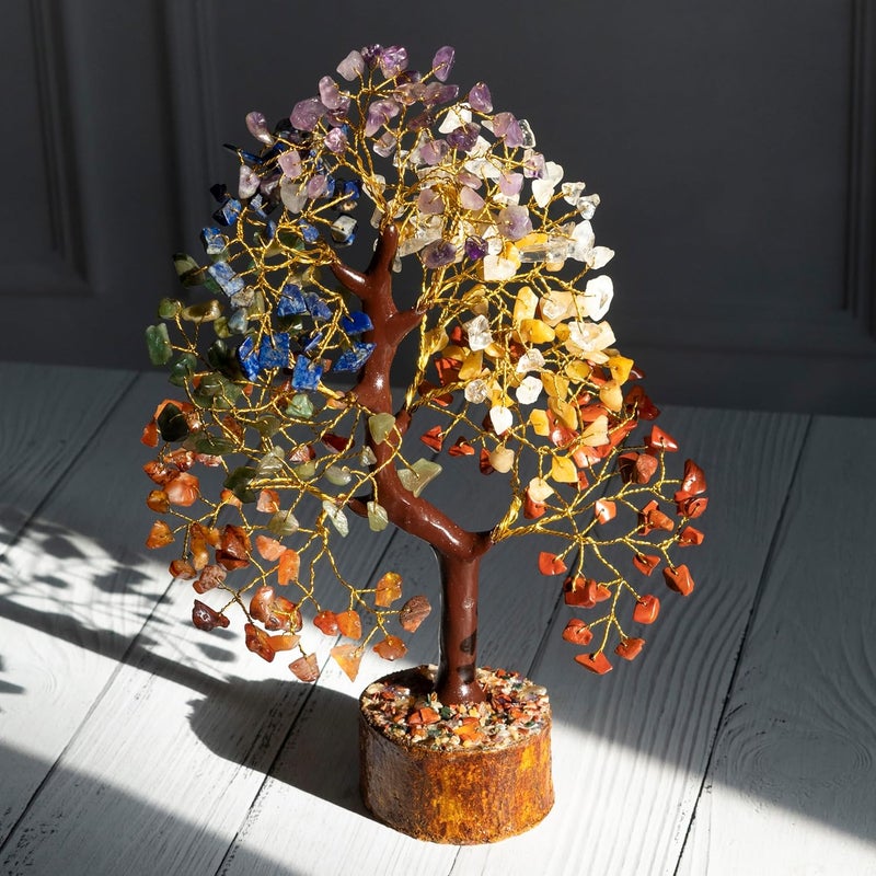 ZAICUS Seven Chakra Crystal Tree Showpiece for Home Decoration | 8-10 Inch Handcrafted Good Luck Feng Shui Tree | Gift Item for Women | Living Room Decor | Healing Chakra Tree - Image 4