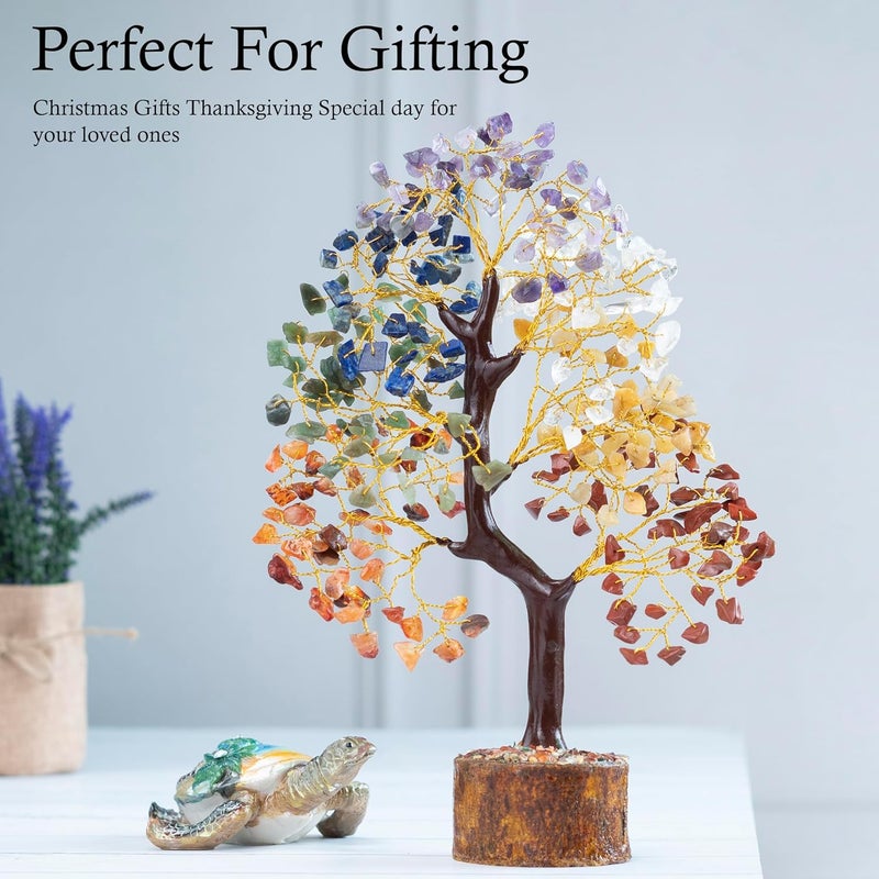 ZAICUS Seven Chakra Crystal Tree Showpiece for Home Decoration | 8-10 Inch Handcrafted Good Luck Feng Shui Tree | Gift Item for Women | Living Room Decor | Healing Chakra Tree - Image 3