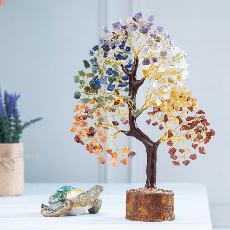ZAICUS Seven Chakra Crystal Tree Showpiece for Home Decoration | 8-10 Inch Handcrafted Good Luck Feng Shui Tree | Gift Item for Women | Living Room Decor | Healing Chakra Tree - Image 5