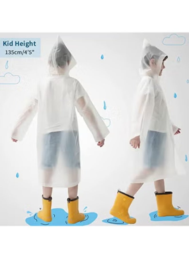 Peachjoy Kids Raincoat, 1 Pcs Kids Waterproof Thick Rain Ponchos for Kids, Reusable Emergency Rain Coats for Boys Girls, Kids Rain Jacket with Hood and Drawstring, Portable EVA Rain Jacket - Image 5