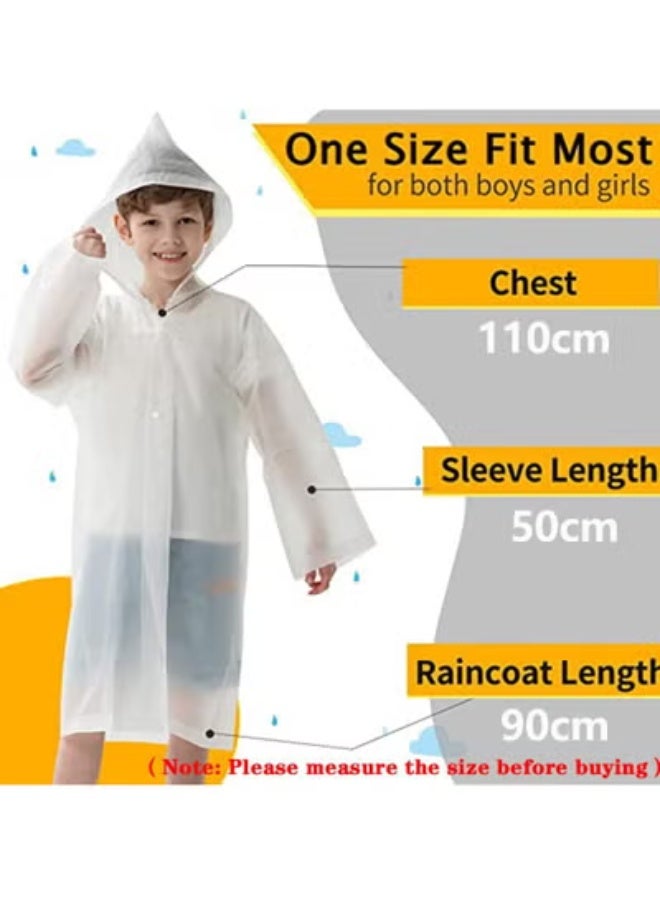 Peachjoy Kids Raincoat, 1 Pcs Kids Waterproof Thick Rain Ponchos for Kids, Reusable Emergency Rain Coats for Boys Girls, Kids Rain Jacket with Hood and Drawstring, Portable EVA Rain Jacket - Image 4