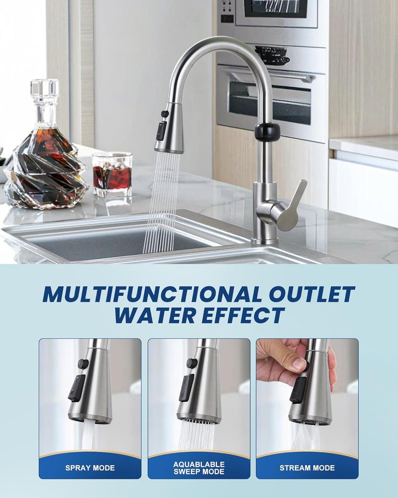 ALEASHA Touchless Kitchen Faucet Motion Sensor - Activated Smart Hands Free Kitchen Faucets with Pull Down Sprayer Single Handle Kitchen Sink Faucet,Brushed Nickel - Image 3