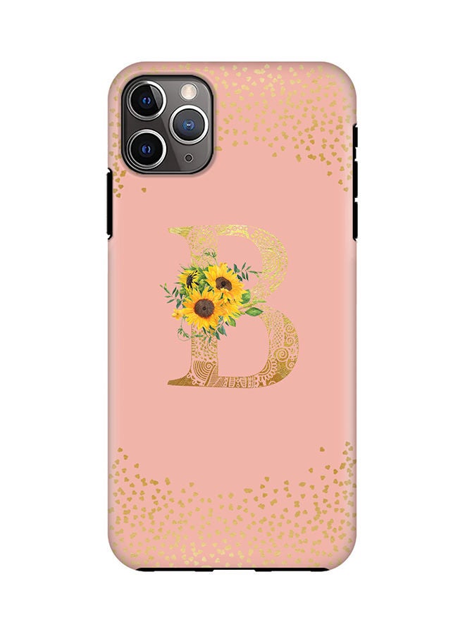 Stylizedd Monogram Tough Cover for Apple iPhone 11 Pro Max Case Custom Initials Letter Floral Mandala Pattern Tough Pro Dual Layer hybrid PC inner TPU protection Alphabet- B (Rose Pink) - Image 1