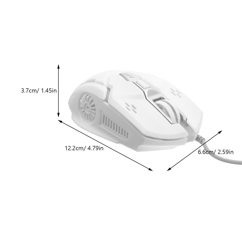 White Silent USB Wired Gaming Mouse 6 Button Ergonomic RGB Lighting for Laptop PC Office - Image 3