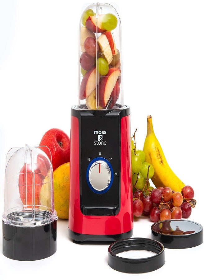 Moss & Stone MiniSmoothie Blender, Compact Personal Blender with Additional Cups Bullet Shape For Frozen Drinks, To-Go Portable Cups with Lids, Juice & Smoothie Maker - Image 1