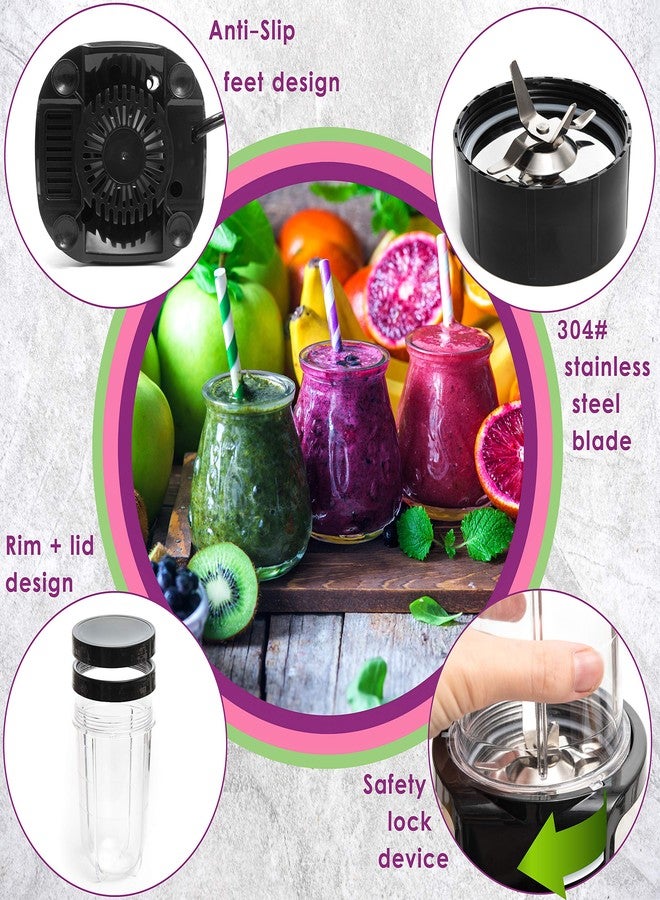 Moss & Stone MiniSmoothie Blender, Compact Personal Blender with Additional Cups Bullet Shape For Frozen Drinks, To-Go Portable Cups with Lids, Juice & Smoothie Maker - Image 3