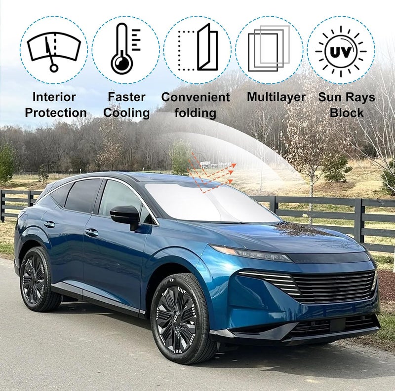 TINGLU Sun Shade for Nissan Murano 2025 2026 Accessories Windshield Sun Shade Window Shade UV Rays Protection Sun Visor Cover with Steering Wheel Sunshade Storage Bag - Image 5