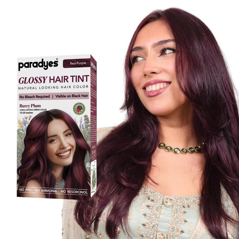 Paradyes No Bleach Mini Berry Plum Glossy Hair Tint AmmoniaFree Formula for Natural Black Hair Visible on Natural Black Hair - Image 1