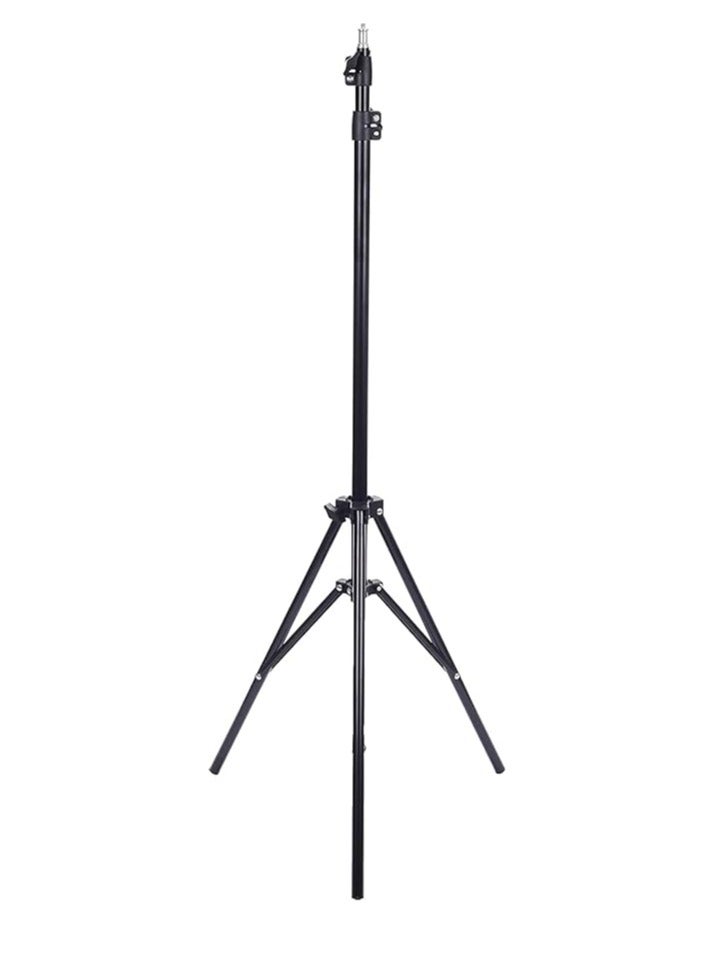 حلقة إضاءة M-33 بث مباشر، إضاءة LED دائرية 360 درجة، 33 سم مع حامل للهاتف المحمول وحامل بطول 2.1 متر - أسود وأبيض - Image 3