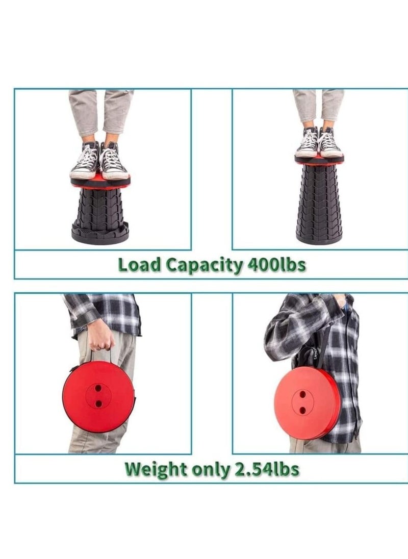 ELTRAZONE - Upgraded-Portable Collapsible Folding Stool, Retractable Telescoping Foldable Camping Stool for Adults for Outdoor Fishing Hiking Gardening Travel BBQ (Red) - Image 1