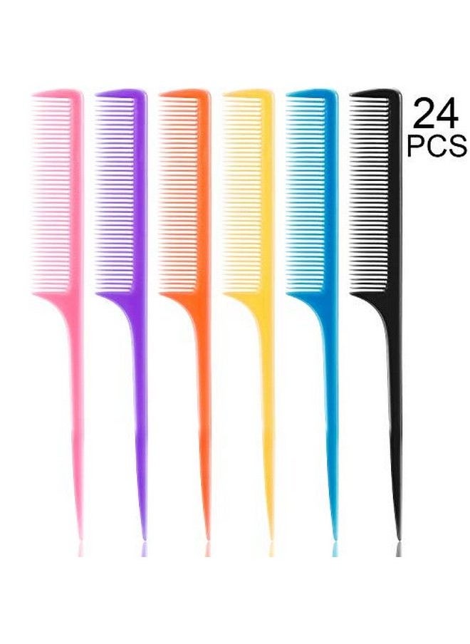 Yaomiao Plastic Rat Tail Combs Pin Tail Comb Teasing Comb Carbon Comb 8.5 Inch Styling Combs With Thin And Long Handle Assorted Colors (24 Pieces)  - Image 2