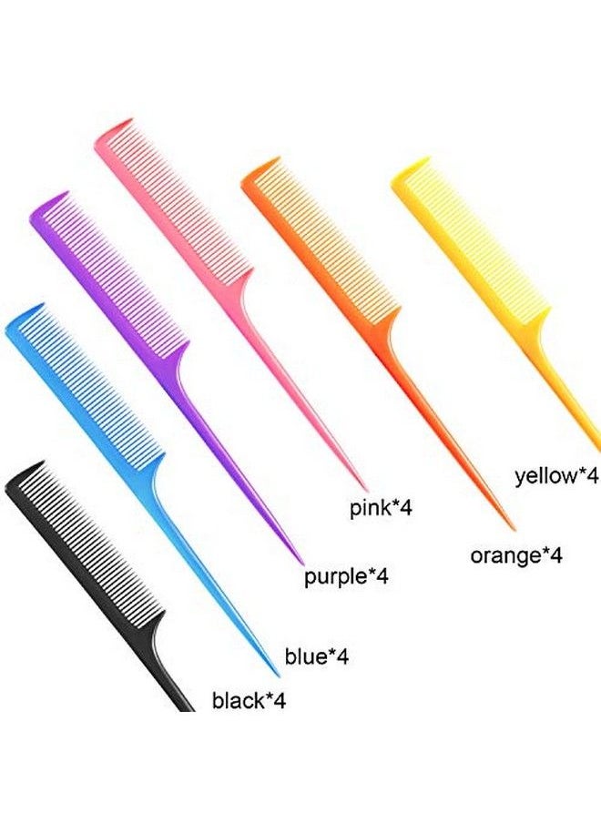 Yaomiao Plastic Rat Tail Combs Pin Tail Comb Teasing Comb Carbon Comb 8.5 Inch Styling Combs With Thin And Long Handle Assorted Colors (24 Pieces)  - Image 4