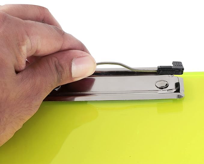 CUBIC Neon Green Premium Exam Clipboard | 35 x 24 Size | Unbreakable Writing Pad with Strong Metal Clip for Students & Office Use - Image 2