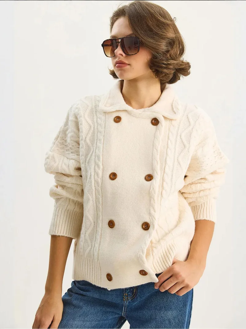 بيانكو لوتشي كارديجان محبوك مضلع بنقشة لوكسي بأزرار