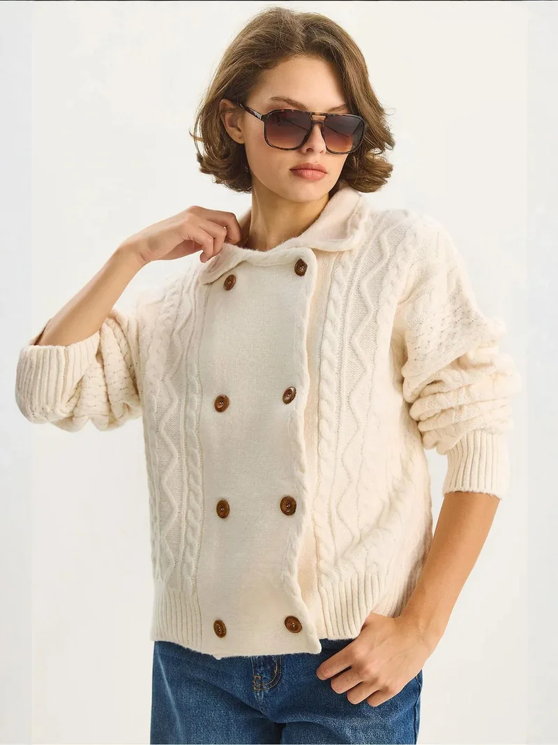 بيانكو لوتشي كارديجان محبوك مضلع بنقشة لوكسي بأزرار