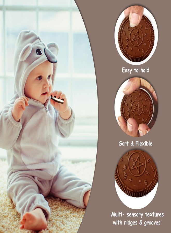 MoldBerry Infant Oreo Biscuit Shape Soft Silicone Teether For 3-6 Months With Carrying Case, Bpa Free Teething Toy For Babies With Textured Surface For Soothing Gums. 100% Food Grade (Brown) - Image 3