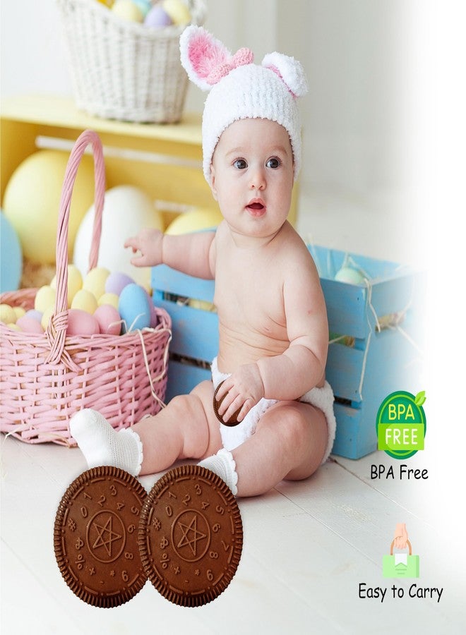 MoldBerry Infant Oreo Biscuit Shape Soft Silicone Teether For 3-6 Months With Carrying Case, Bpa Free Teething Toy For Babies With Textured Surface For Soothing Gums. 100% Food Grade (Brown) - Image 5