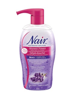 Nair Shower Power MAX Hair Remover for Coarse Hair on Legs and Body with Soothing Lavender and Vitamin E, 312g