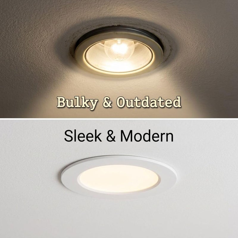 2 Pcs 15W Led Downlight, Ultra-Thin Recessed, Energy-Saving, Long Life Ac 110V, 4.53 in Non-Glare Warm White Glass Panel Ceiling Light, Easy Install for Home Living Room - Image 3