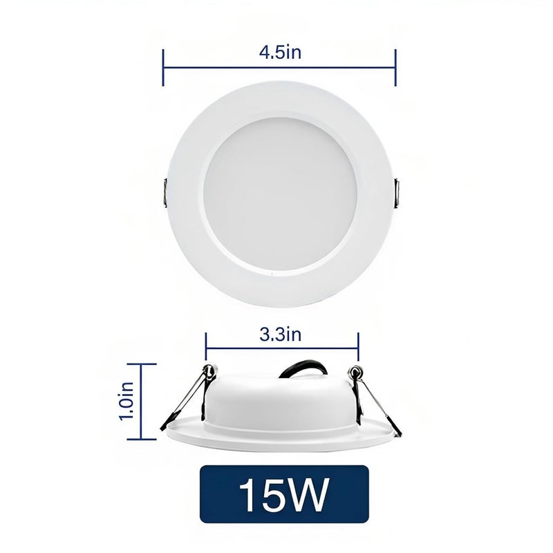 2 Pcs 15W Led Downlight, Ultra-Thin Recessed, Energy-Saving, Long Life Ac 110V, 4.53 in Non-Glare Warm White Glass Panel Ceiling Light, Easy Install for Home Living Room - Image 4