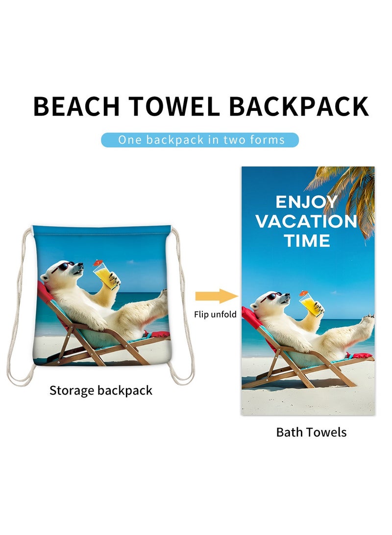 general Creative 2-in-1 Beach Towel, Foldable Printed Beach Towel with Storage Bag Function - Image 3