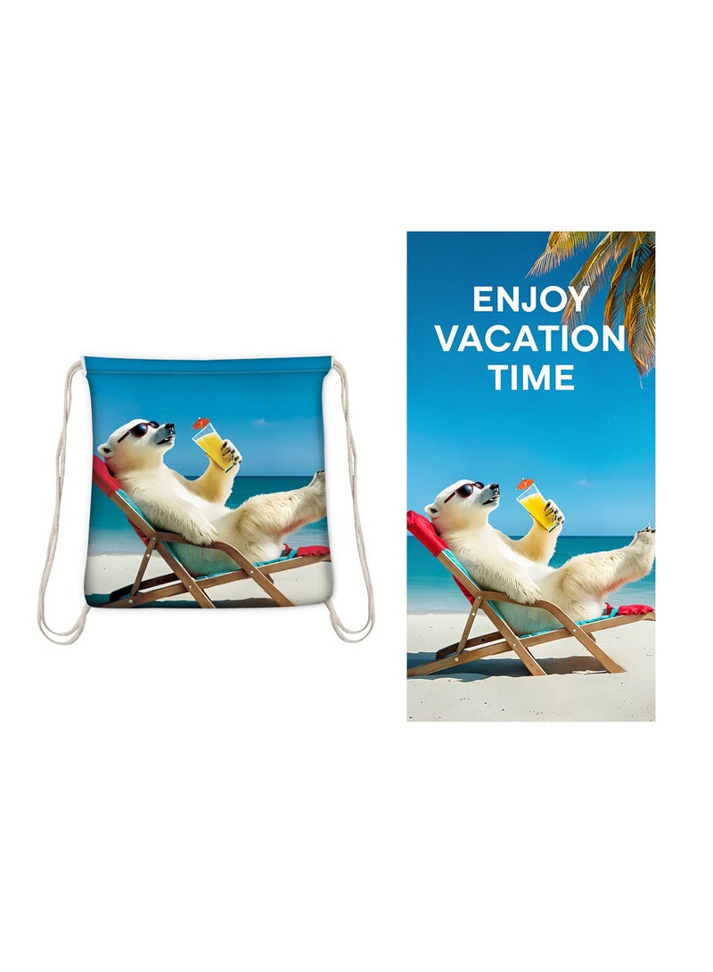 general Creative 2-in-1 Beach Towel, Foldable Printed Beach Towel with Storage Bag Function - Image 1