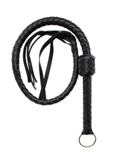 ShebSheb Faux Leather Black Horsewhip Costume Whip Handmade Bullwhip, Whip Costume Accessory Horse Riding Crops Equestrianism Whips for Stage Performance Racing Cosplay Costume Accessories  - Image 1