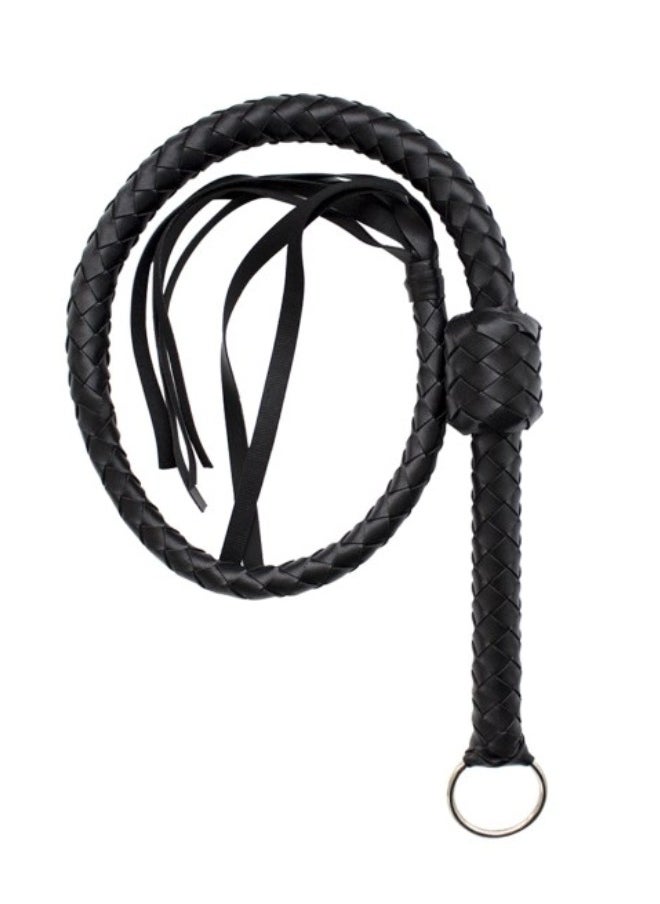 ShebSheb - Faux Leather Black Horsewhip Costume Whip Handmade Bullwhip, Whip Costume Accessory Horse Riding Crops Equestrianism Whips for Stage Performance Racing Cosplay Costume Accessories - Image 1
