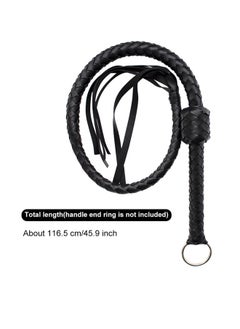 ShebSheb Faux Leather Black Horsewhip Costume Whip Handmade Bullwhip, Whip Costume Accessory Horse Riding Crops Equestrianism Whips for Stage Performance Racing Cosplay Costume Accessories  - Image 3