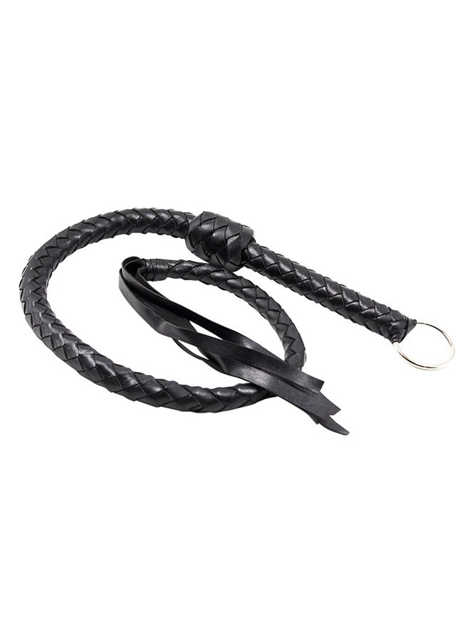 ShebSheb - Faux Leather Black Horsewhip Costume Whip Handmade Bullwhip, Whip Costume Accessory Horse Riding Crops Equestrianism Whips for Stage Performance Racing Cosplay Costume Accessories - Image 1