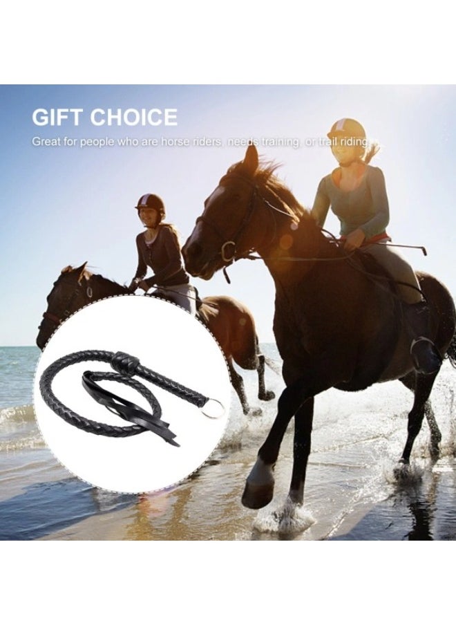 ShebSheb - Faux Leather Black Horsewhip Costume Whip Handmade Bullwhip, Whip Costume Accessory Horse Riding Crops Equestrianism Whips for Stage Performance Racing Cosplay Costume Accessories - Image 1